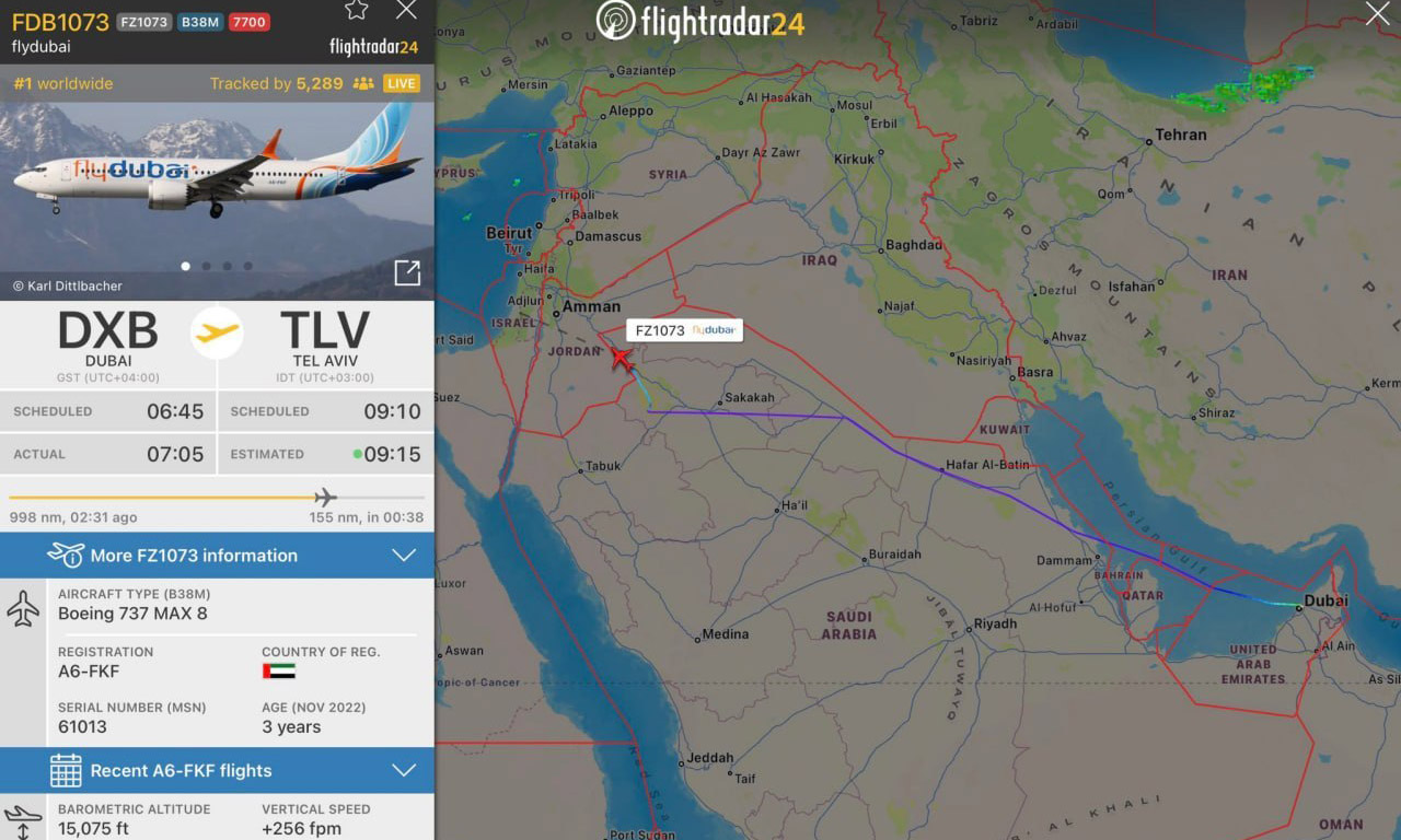 Flydubai-ի ինքնաթիռը արտակարգ ազդանշան է փոխանցել և փոխել ուղղությունը